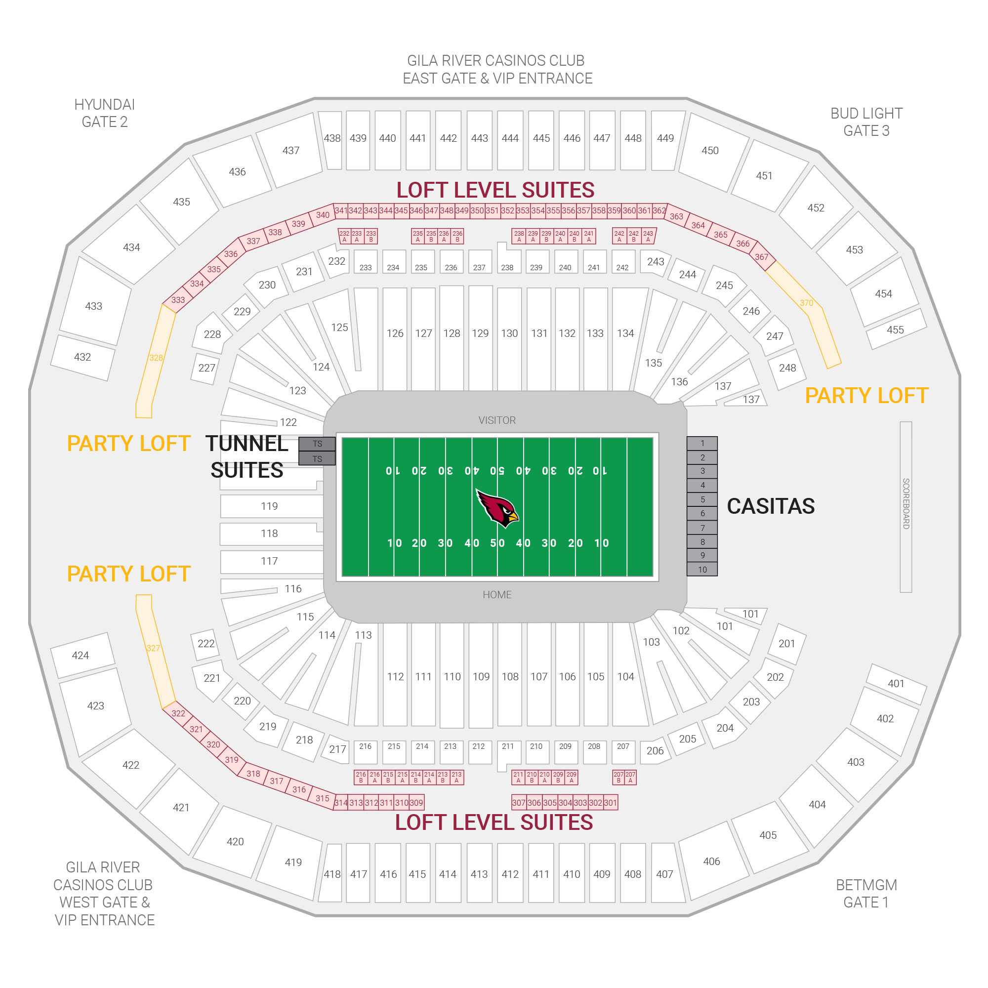 State Farm Stadium / Arizona Cardinals Suite Map and Seating Chart